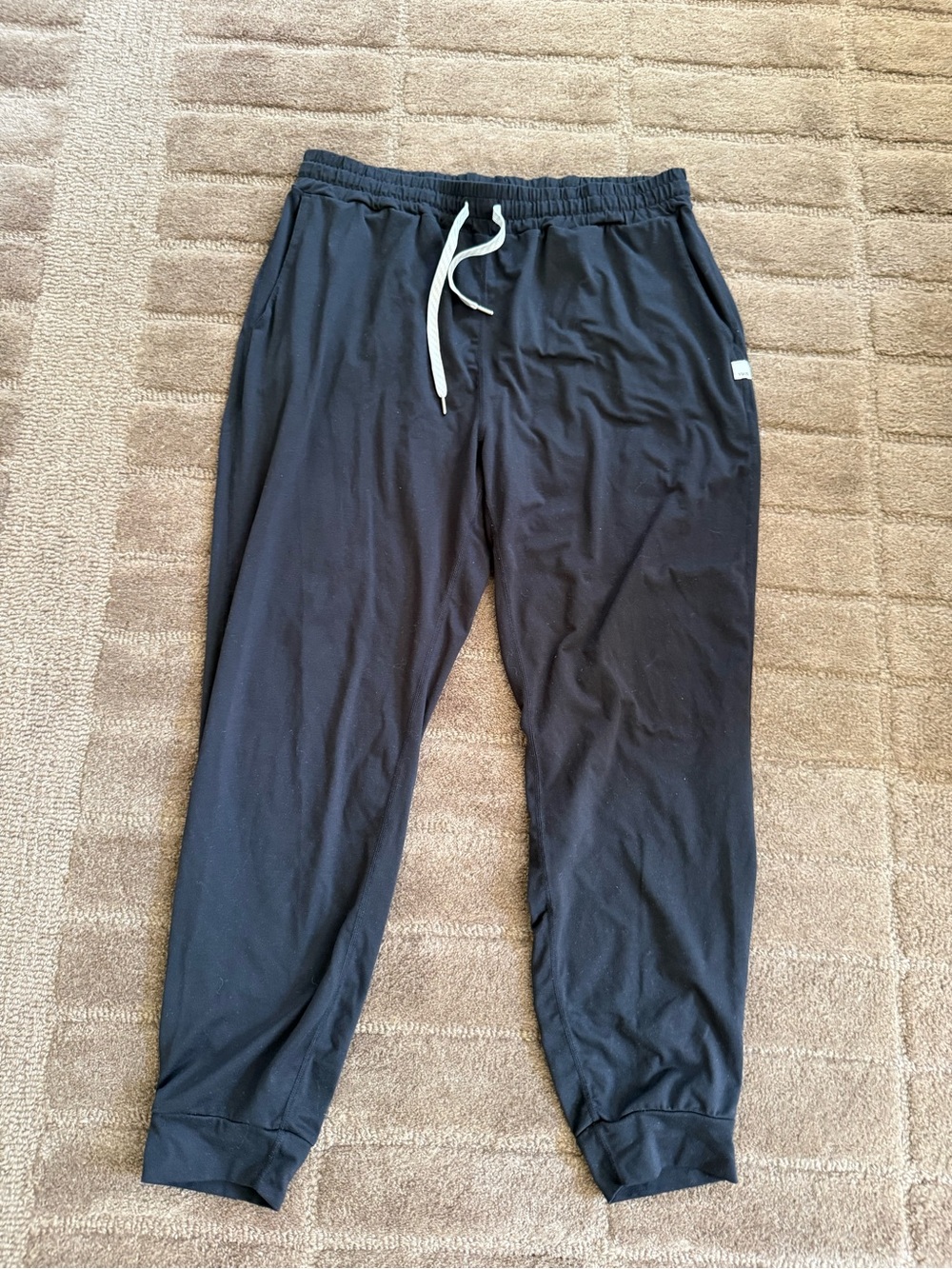 Vuori Black Joggers with White Drawstring